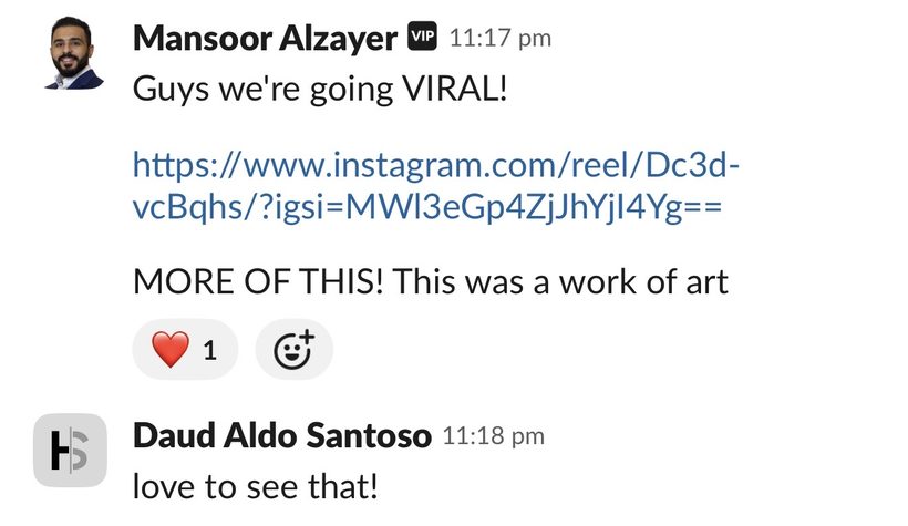 Client message, Slack · Mansoor